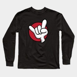 Heavy Metal Hard Rock Hand Sign Cartoon Long Sleeve T-Shirt